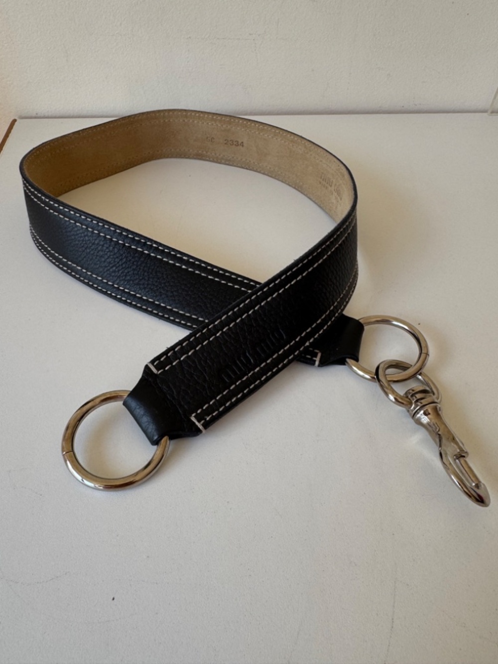Miu Miu Black Leather Wide Belt Silver Hardware Statement Italy